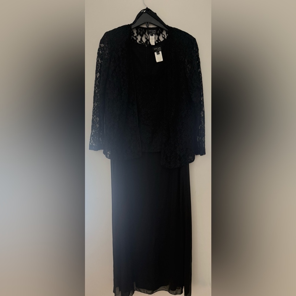 Xscape Black Lace Overlay Dress